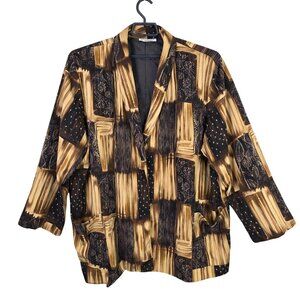 Womens Vintage Kensington Square Brown & Black Abstract Print Jacket Size 5X
